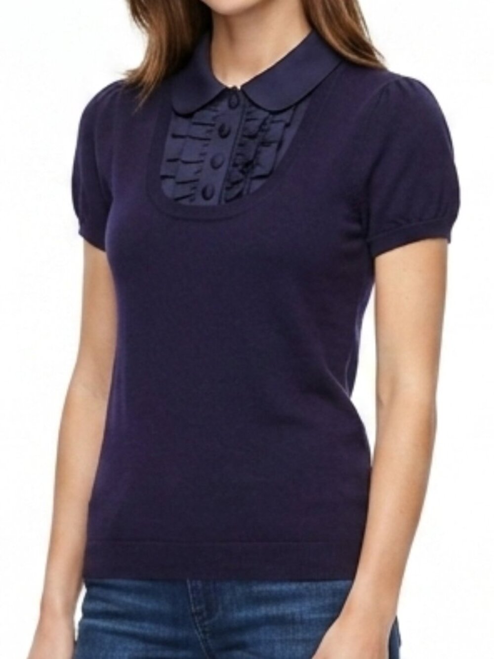 Pink Tartan Faux 2 Piece Navy Sweater/Top- Sz. Sm